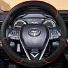 Hand-stitched Black Nappa Suede Leather Non-slip Car Steering Wheel Cover for Toyota Camry - Car Interior Accessories