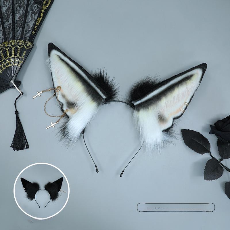 Симуляция Косплей Бородатый Волк Обруч для Волос Плюшевый Головной Убор Аксессуары для Волос Пушистый Меховой Обруч для Волос на Хэллоуин Зверь Уши
