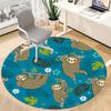 1PC Sloth Floral Office Round Area Rug, Mat Suitable For Office, Under Office Chairs Bedroom Living Room Home Decor, Room Deco