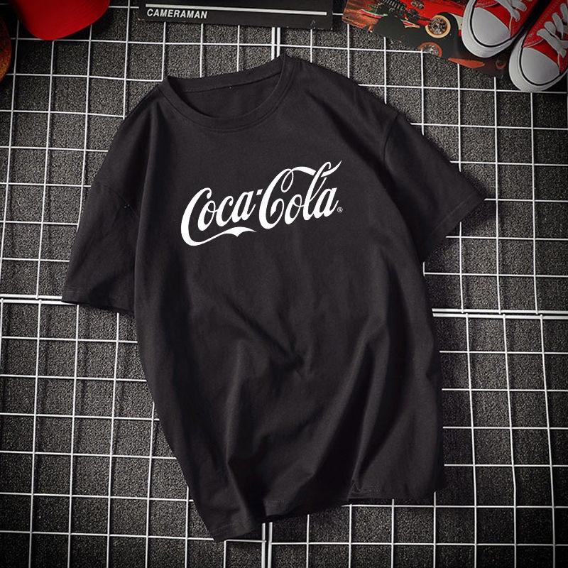 Pure cotton Coca-Cola joint commemorative short-sleeved T-shirt Youth Hong Kong style brand ins large size men and women couples versatile
