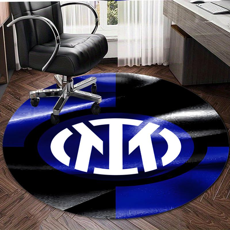 1pc I-Internazionale Milano Print Round Carpet Chair Round Carpet Suitable for Bedroom Living Room Home Decorative Carpet