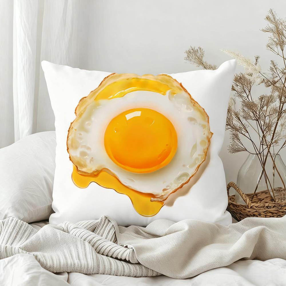 Fun Fried Egg Cute Pillow Case Bedroom Sofa Living Room Backrest Decoration Square Cushion Nap Time