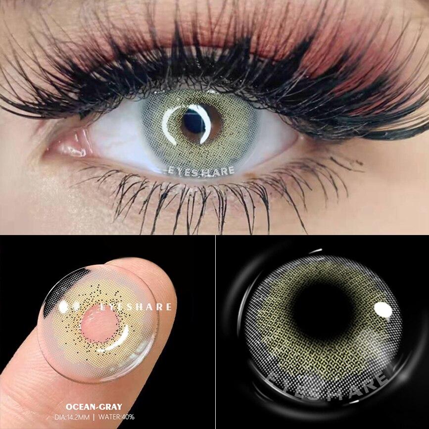 Eyeshare Natural Color Contact Lenses 1pair Yearly Blue Green Brown Gray Beauty Pupils Cosmetic