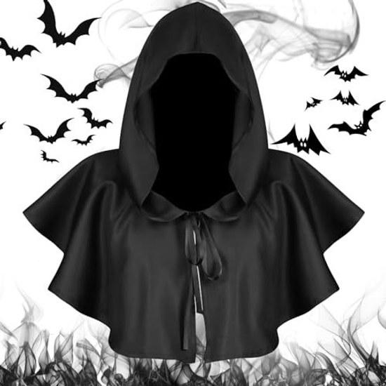 Formemory Mantle Black Cosplay Costume Grim Reaper Witch Halloween Unisex Ladies Men Gift Christmas Cape Stage Performance Magic Disguise