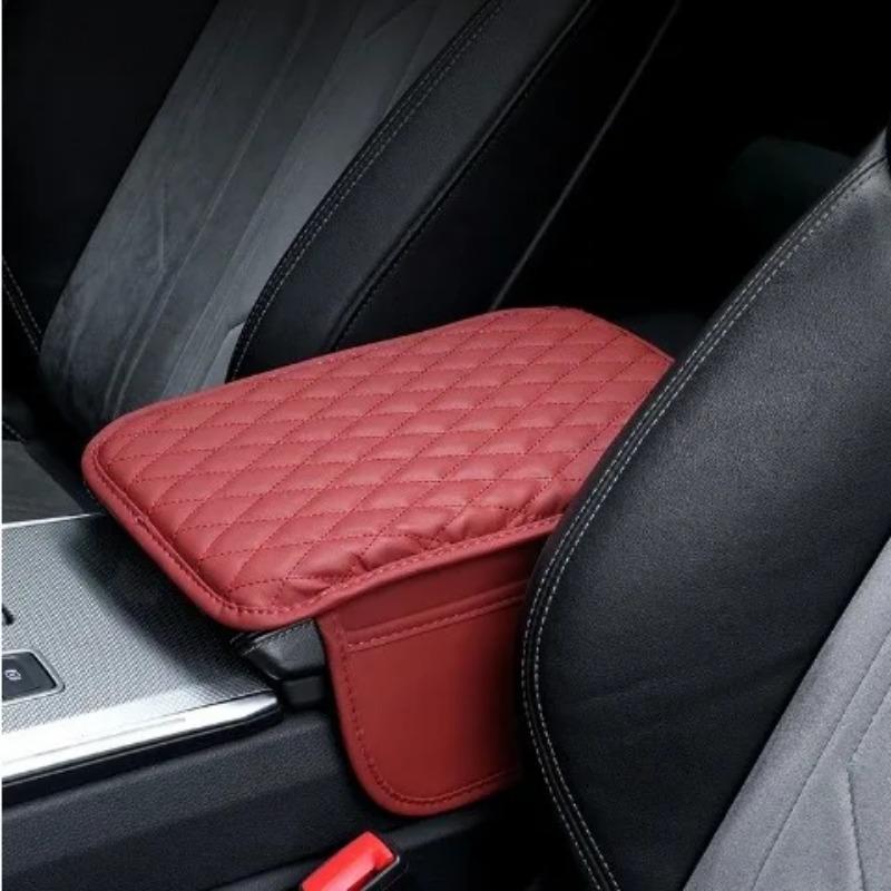 1 шт. Универсальный кожаный чехол на подлокотник автомобиля - Мягкий, прочный, 2 кармана для хранения, высококачественный аксессуар для интерьера большинства автомобилей.
