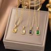 Colorful Gemstone 18K Gold-Plated Hip Hop Necklace for Women - European & American Clavicle Chain Design