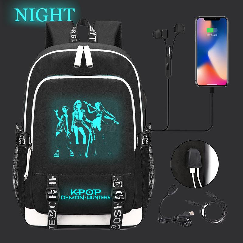 Animation Cartoon Peripheral Casual Luminous Backpack Multi-Function With Usb Schoolbag Large Capacity