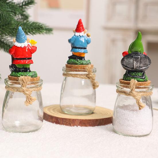 Рождественская банка для конфет, прозрачная стеклянная банка с крышкой, смоляная статуэтка гнома Санты, мини-баночка для закусок на кухонный стол, многоярусный поднос, украшение для вечеринки