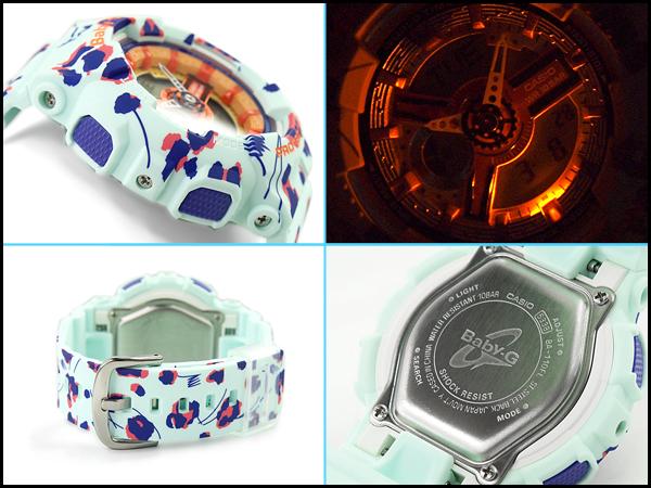 Casio Flower LEOPARD Series Light Cyan [ ] Baby-G Analog-Digital Watch, BA-110FL-3A