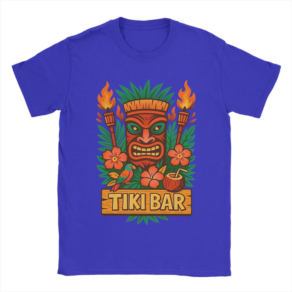 Retro Tiki Mask Tropical Fire Vibes Unisexs T Shirt Creative Tees Short Sleeve Crewneck TShirts Cotton Printed Clothing