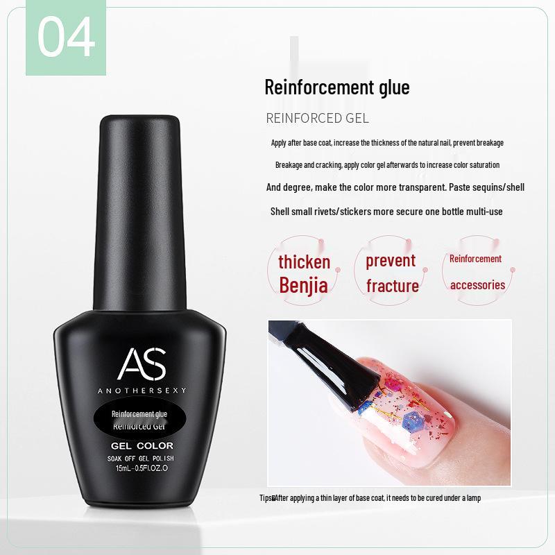 AS Nail Art Гель против отслоек Топ и Базовое покрытие без липкого слоя Светотерапия Прозрачный набор - Долговечное укрепление.