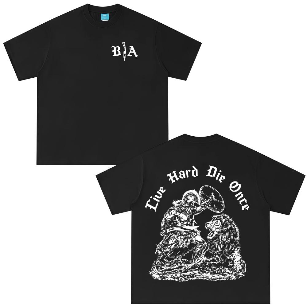 Die Once Brothers in Arms Double Sided Print Tshirt Unisex Women Clothing Casual Cotton Oversized Short Sleeves T Shirt Streetwear