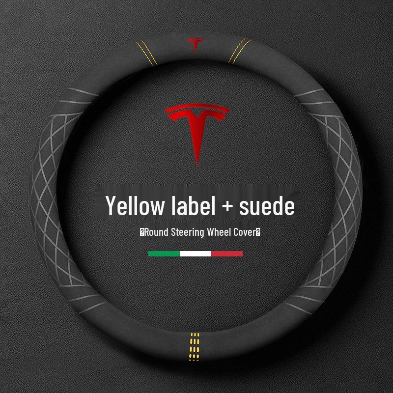 Tesla Model Y/3 Suede Steering Wheel Cover - Car-Specific Design