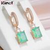 Kinel Square Blue Green Natural Zircon Dangle Earrings For Women Rose Gold Color Boutique Jewelry Party Wearing