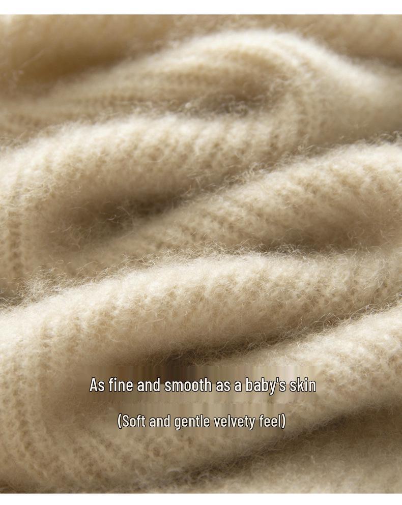 Women's Pure Cashmere Knit Long Sleeve Base Layer Sweater - Autumn/Winter, Loose Fit, Slimming, Warm Pullover