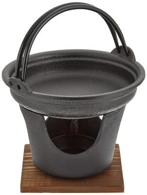 Набор для приготовления пищи Asahi Iron Nanbu Sukiyaki Pot Stove Set из литого натурального дерева, японская подставка из железа/дерева QSK41