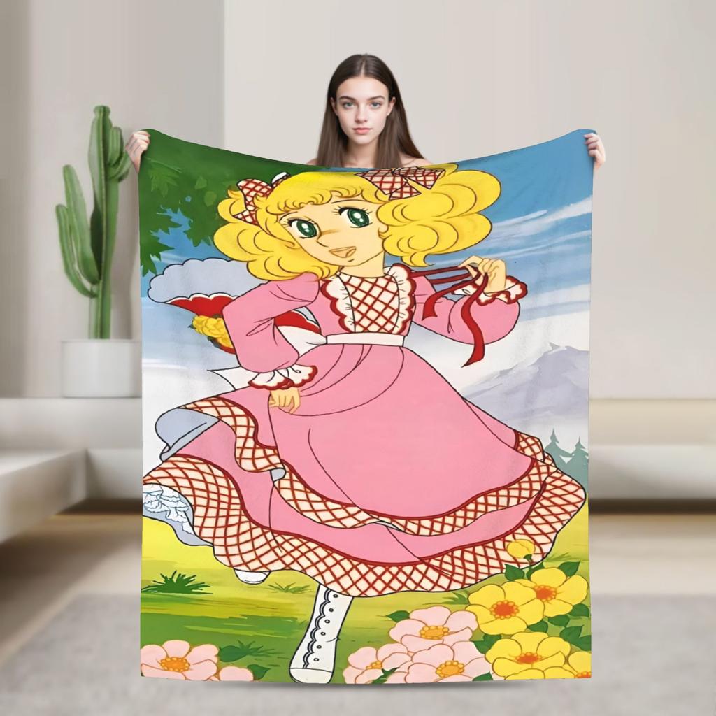 Candy Candy And Terry Anime Blanket Warm Soft Funny Plush Bedding Throws For Couch Bed Travel Flannel Bedspread Bed Cover