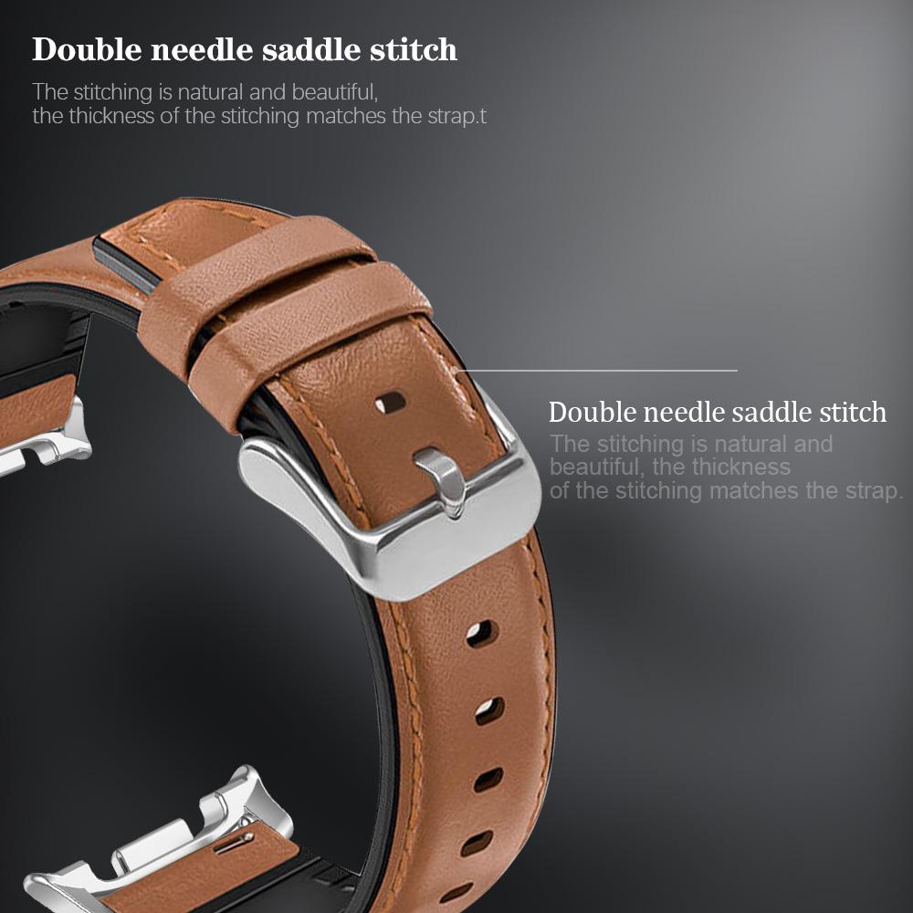 Кожаный ремешок для Samsung galaxy watch 8/8 classic 46мм спортивный ремешок для galaxy ultra 2025/7 47мм Кожаный +Силиконовый Браслет