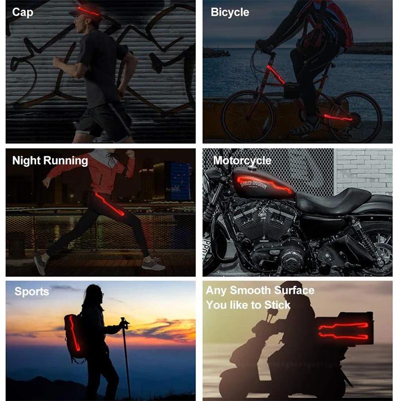 1 комплект светодиодных ламп холодного света 4 в 1 для мотоциклетного шлема, светодиодная лента, водонепроницаемая предупреждающая лампа, аксессуары для ночной езды на мотоцикле