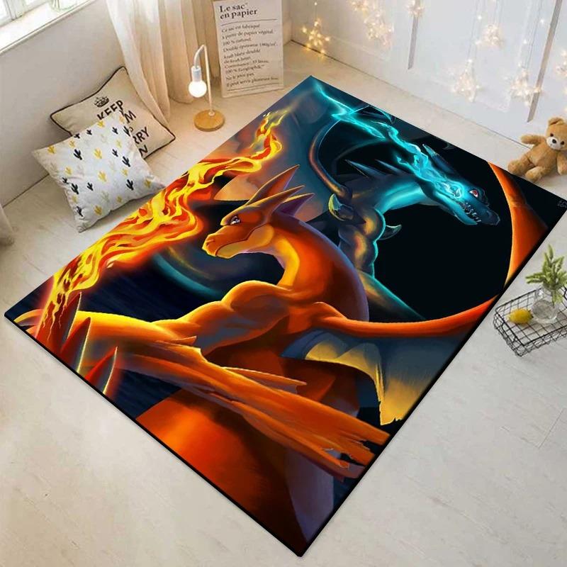 Japanese Anime Pokemon Charizard Cartoon Rugs Carpet Living Room Bedroom Bedside Doormat Home Decor Non-slip Large Mats