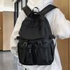 Harajuku Canvas Backpack Solid Color Shoulders Bag Fashion Students School Bag  Gifts
