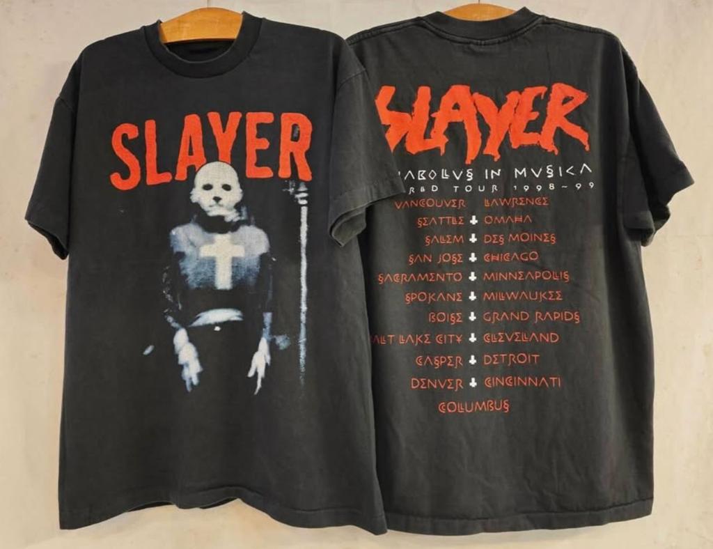 Vintage Slayer Diabolus In Musica 1998-99 World Tour Band Sz.L T-Shirt REPRINT
