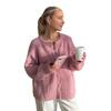 Women Sweater Coat Round Neck Long Sleeve Solid Color Button Down Cardigan Sweater Thick Warm Knit Outwear