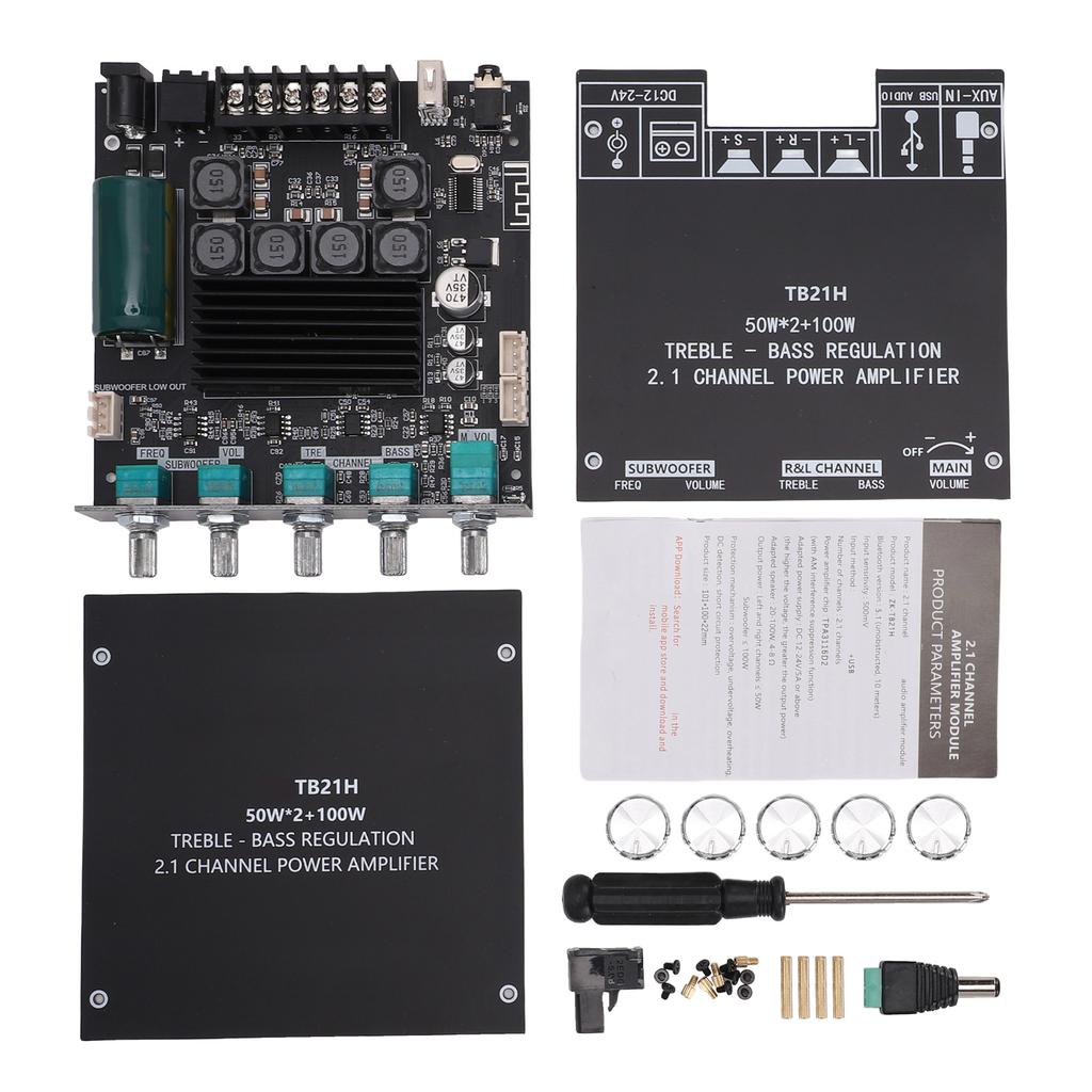 2.1 Channel BT Amplifier Module, APP Control Audio Amplifier Board with Subwoofer, Compatible with Phone PC CD Player