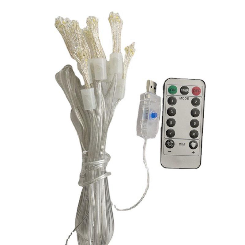 Dandelion Solar Firework String Lights: USB-Powered Copper Wire Star Lights for Holidays