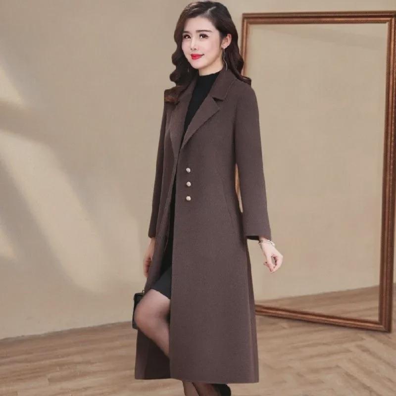 Stylish Anti-Aging Woolen Windbreaker Coat for Women, New Slim Fit Over-the-Knee Design for Fall & Winter