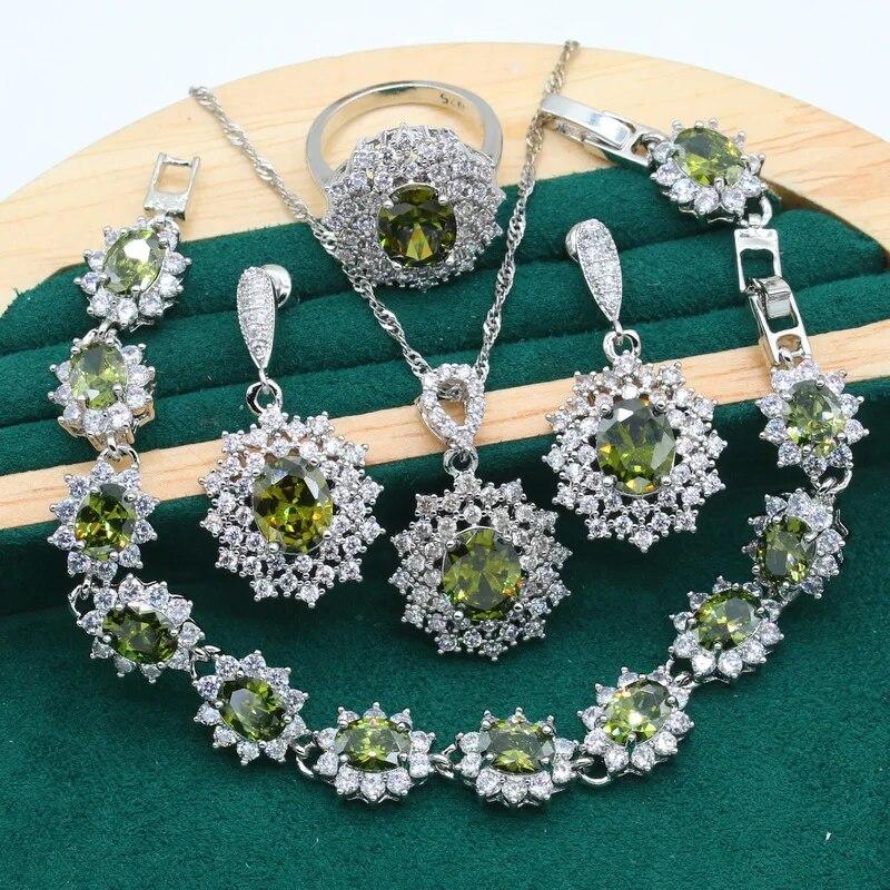 Отличительные комплекты ювелирных изделий из серебра 925 пробы для женщин, свадебный браслет с радужным синим цирконием, серьги, ожерелье, кулон, кольцо, подарок на свидание