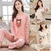 Пижама женская милая и милая мультяшная домашняя одежда с медведем, длинные брюки с длинными рукавами, пижаму женскую можно носить снаружи