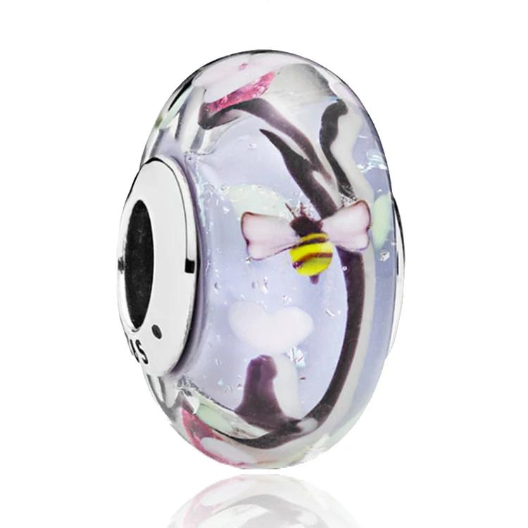 Новые оригинальные медные бусины-шармы из муранского стекла в виде цветка и листа, космическая радуга, для браслета, сделай сам, женские ювелирные изделия, подарок