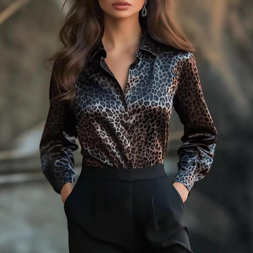 Повседневная свободная рубашка на пуговицах с принтом зебры для женщин, весна/осень 2026