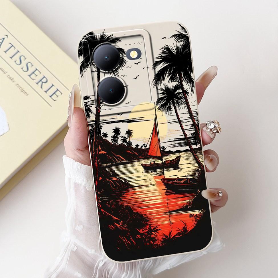 For Vivo Y36 5G V2248 Case For Vivo Y27 5G V2302 Cover Silicone Luxury Fashion Flowers Kawaii Cute Cat Funny Phone Case Bumper
