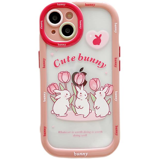 Прозрачный чехол для телефона с милым кроликом, мультяшным кроликом, милыми тюльпанами и противоударным бампером для Iphone 14 11 12 13 Pro Max, мягкая задняя крышка