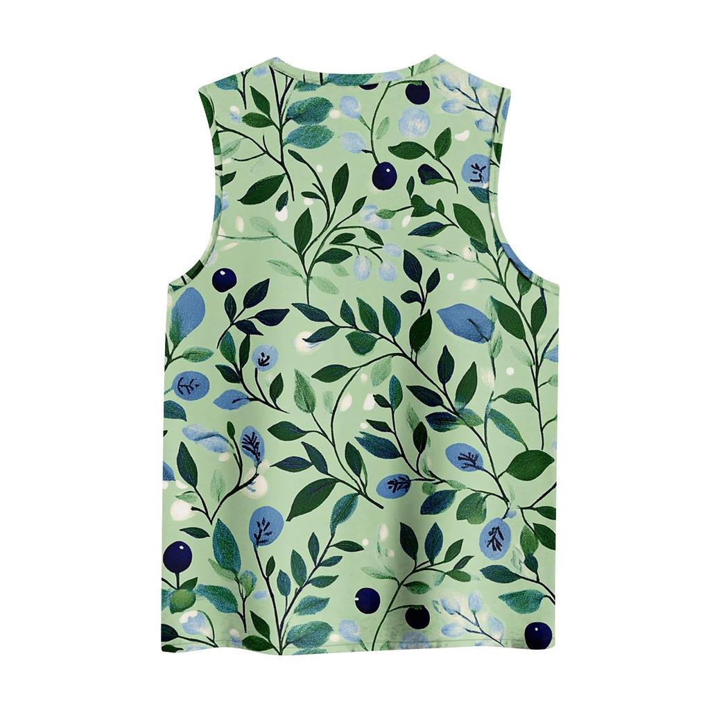 Women's Casual Round Neck Printed Sleeveless Vest Tops Vest