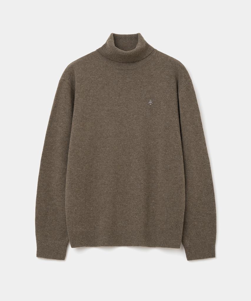 UNIFORM BRIDGE Merino Wool Turtle Neck Knit Brown
