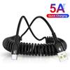 Кабель для зарядки телефона Type C 66 Вт 5 А, спиральный, USB, пружинный, телескопический, для быстрой зарядки, для Samsung, Xiaomi, универсальный кабель для зарядки телефона