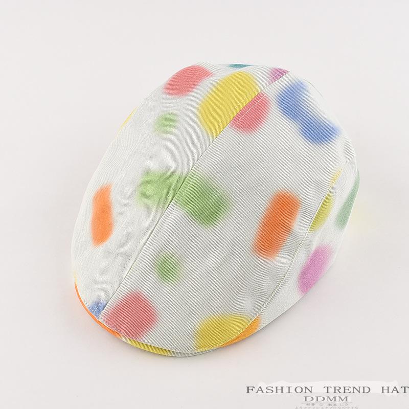 Ретро Halo Color Block Reverse Wear Forward Hat Мужская и женская Newsboy Duck Tonge Beret Летняя и осенняя шляпа Niche Painter Tide