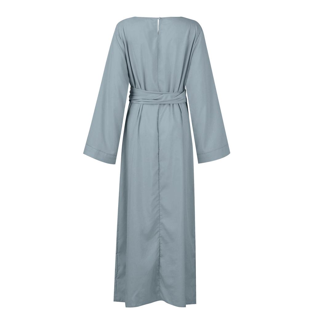 Твердый мягкий свободный халат, дышащий для женщин, длинное среднее платье с длинным рукавом, мусульманский халат