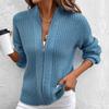 Casual Trend Versatile Autumn and Winter Women's Stand-up Collar Solid Color Cardigan Sweater Jacket