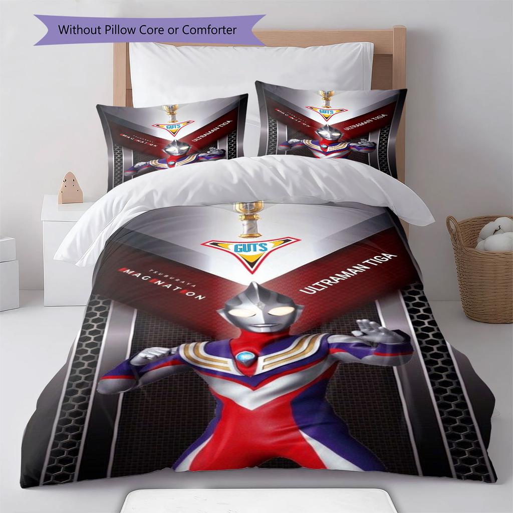 Ultraman Tiga themed printed children's quilt set (1*Duvet Cover + 2*Pillowcase, Without Core),Bedding for the bedroom