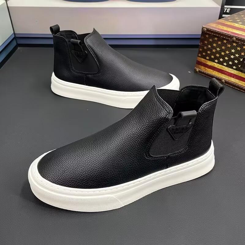 Высокие кроссовки мужские дизайнерские ботильоны модные повседневные из микрофибры и кожи верх увеличенной высоты плоская платформа сандалии обувь