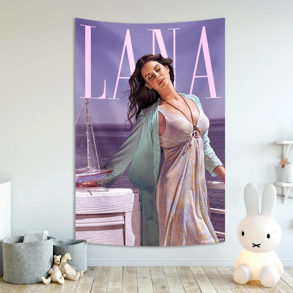 VIKAMA Полиэстер Баннер-гобелен Lana Del Rey Американская поп-звезда Настенный декор Для улицы и помещения Подвесной для дома Общежития