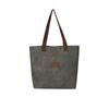 Large Capacity Canvas Tote Bag For Women With Stylish Streetwear Design In Gray Brown And Blue