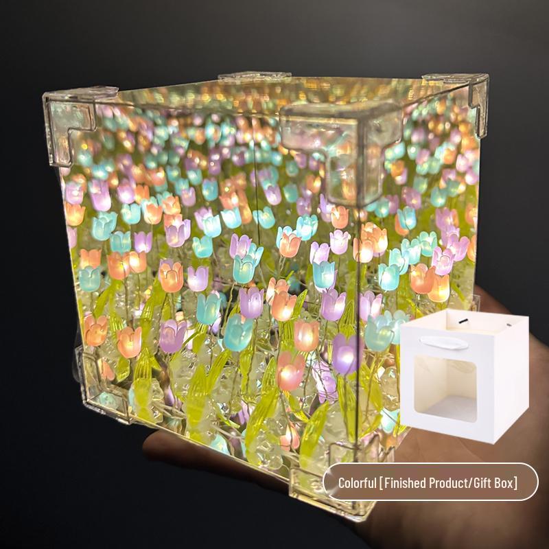 Подарок Валентина: Ночник-тюльпан ручной работы, кубик Рубика - Идеальный подарок на день рождения для девушки