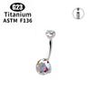 1/5 шт. Титановые изогнутые кольца для пупка ASTM F136, сексуальные, с фианитами 5A, 14G, внутренняя резьба, кольцо для пирсинга пупка, штанга, украшение для тела