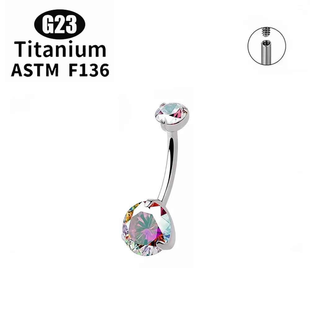 1/5 шт. Титановые изогнутые кольца для пупка ASTM F136, сексуальные, с фианитами 5A, 14G, внутренняя резьба, кольцо для пирсинга пупка, штанга, украшение для тела