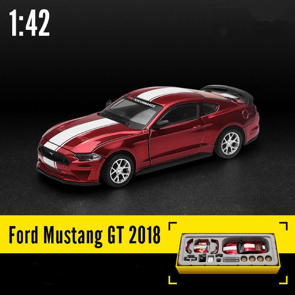 Масштаб 1/42 2018 Ford Mustang GT Super Racing в сборе, игрушечный автомобиль из сплава, литая под давлением металлическая коллекция, подарочные игрушки с коробкой